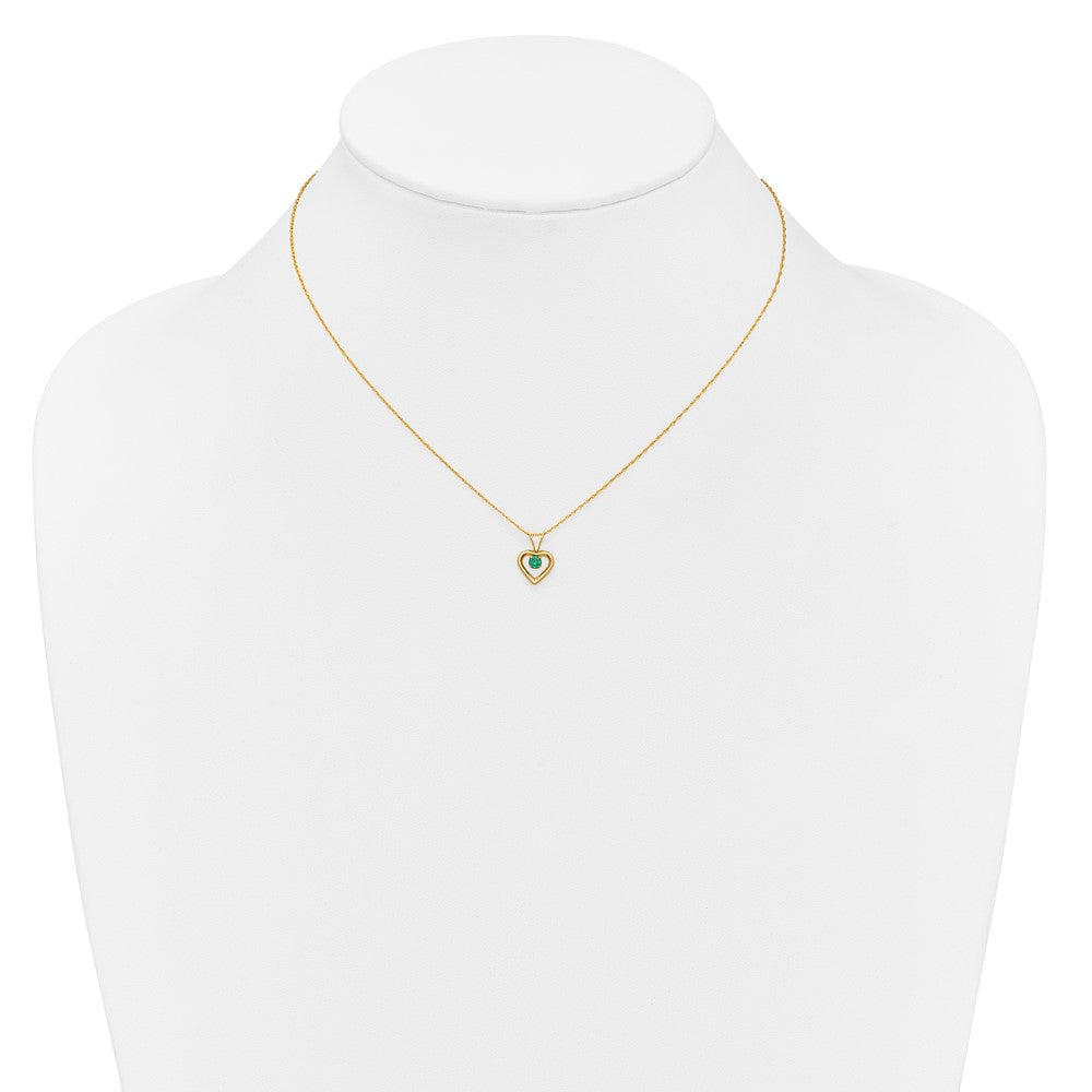 14k Madi K 3mm Emerald Heart Birthstone Necklace