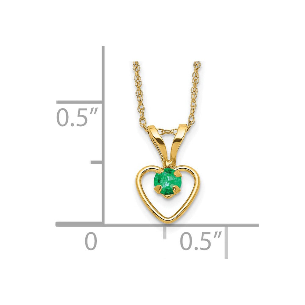 14k Madi K 3mm Emerald Heart Birthstone Necklace