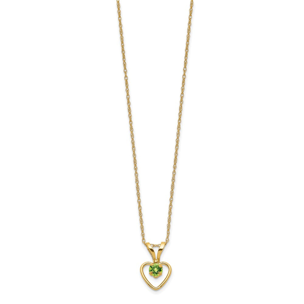 14k Madi K 3mm Peridot Heart Birthstone Necklace