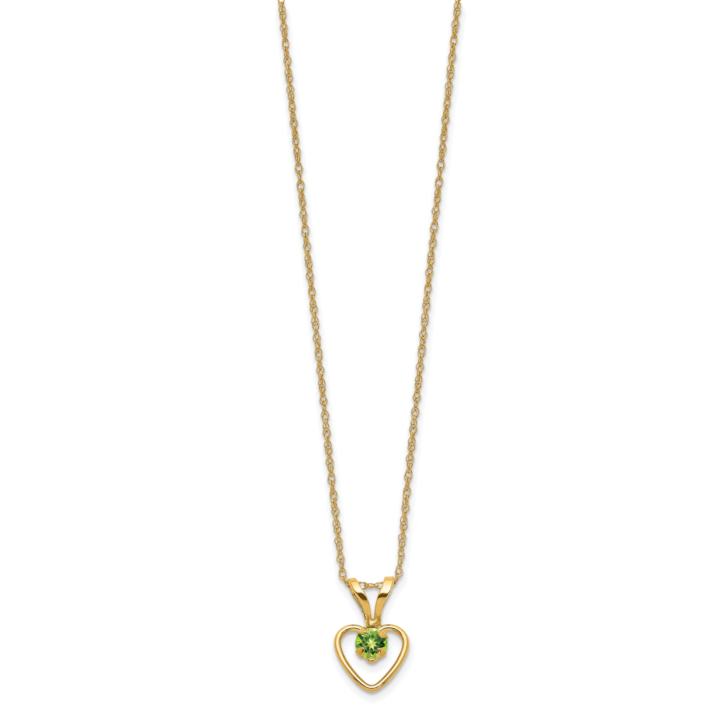 14k Madi K 3mm Peridot Heart Birthstone Necklace