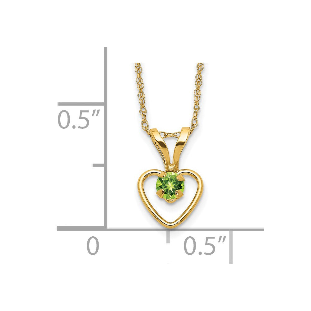 14k Madi K 3mm Peridot Heart Birthstone Necklace