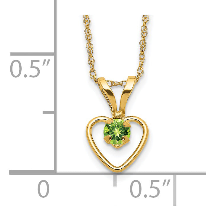 14k Madi K 3mm Peridot Heart Birthstone Necklace