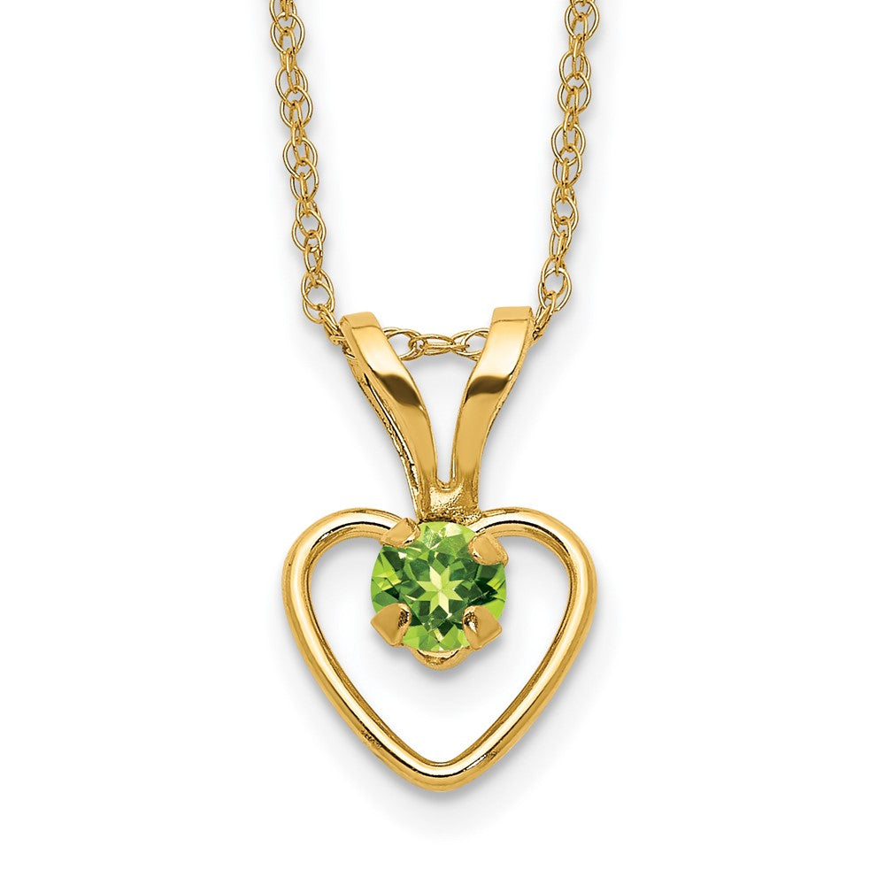 14k Madi K 3mm Peridot Heart Birthstone Necklace