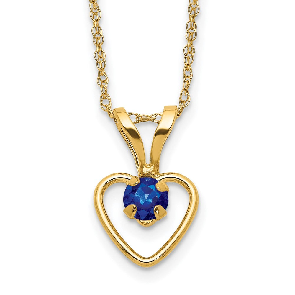 14k Madi K 3mm Sapphire Heart Birthstone Necklace