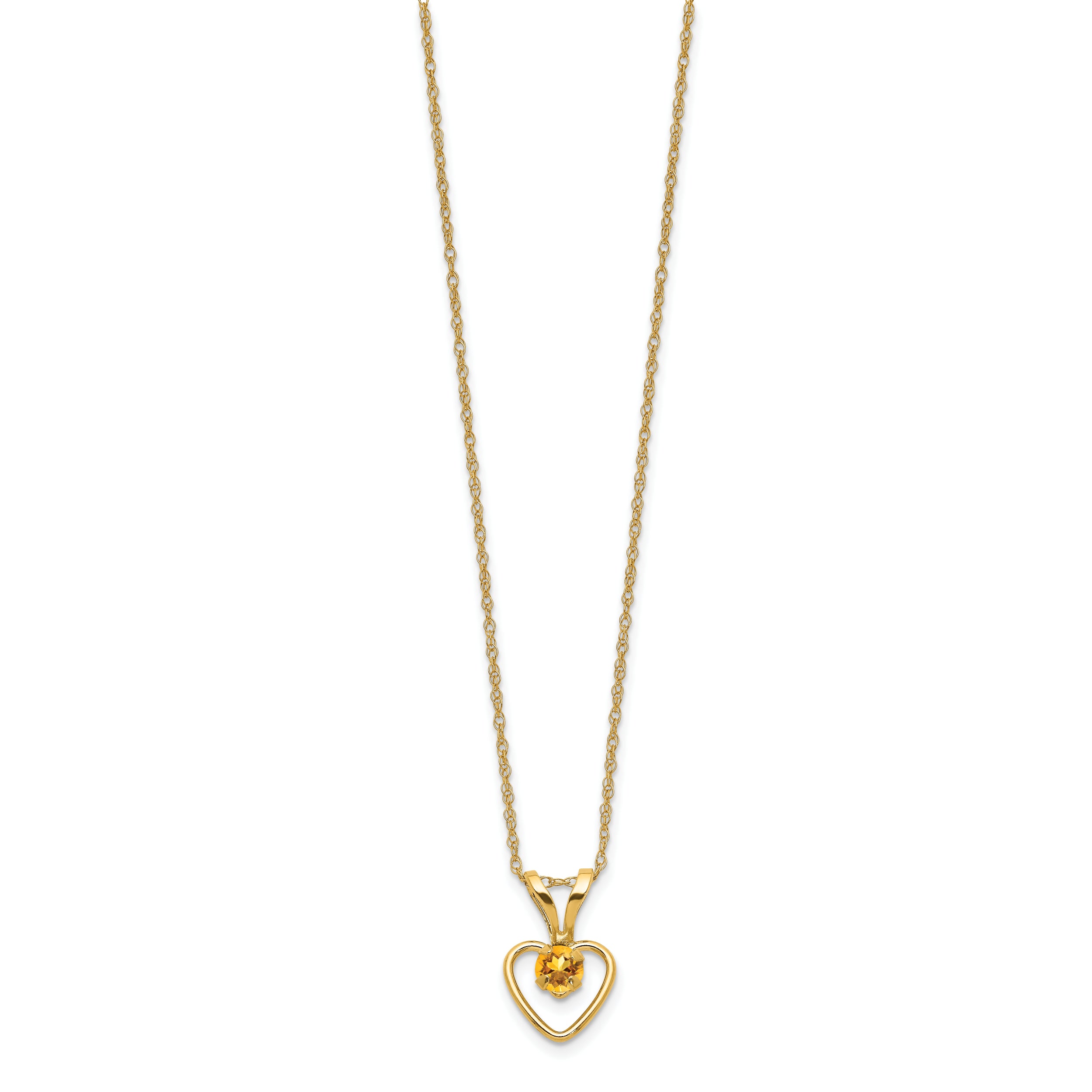 14k Madi K 3mm Citrine Heart Birthstone Necklace