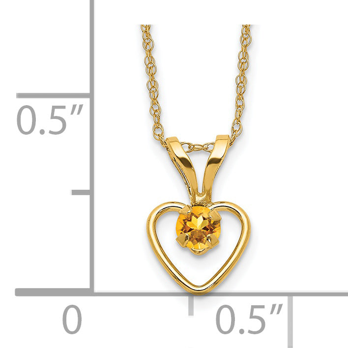 14k Madi K 3mm Citrine Heart Birthstone Necklace