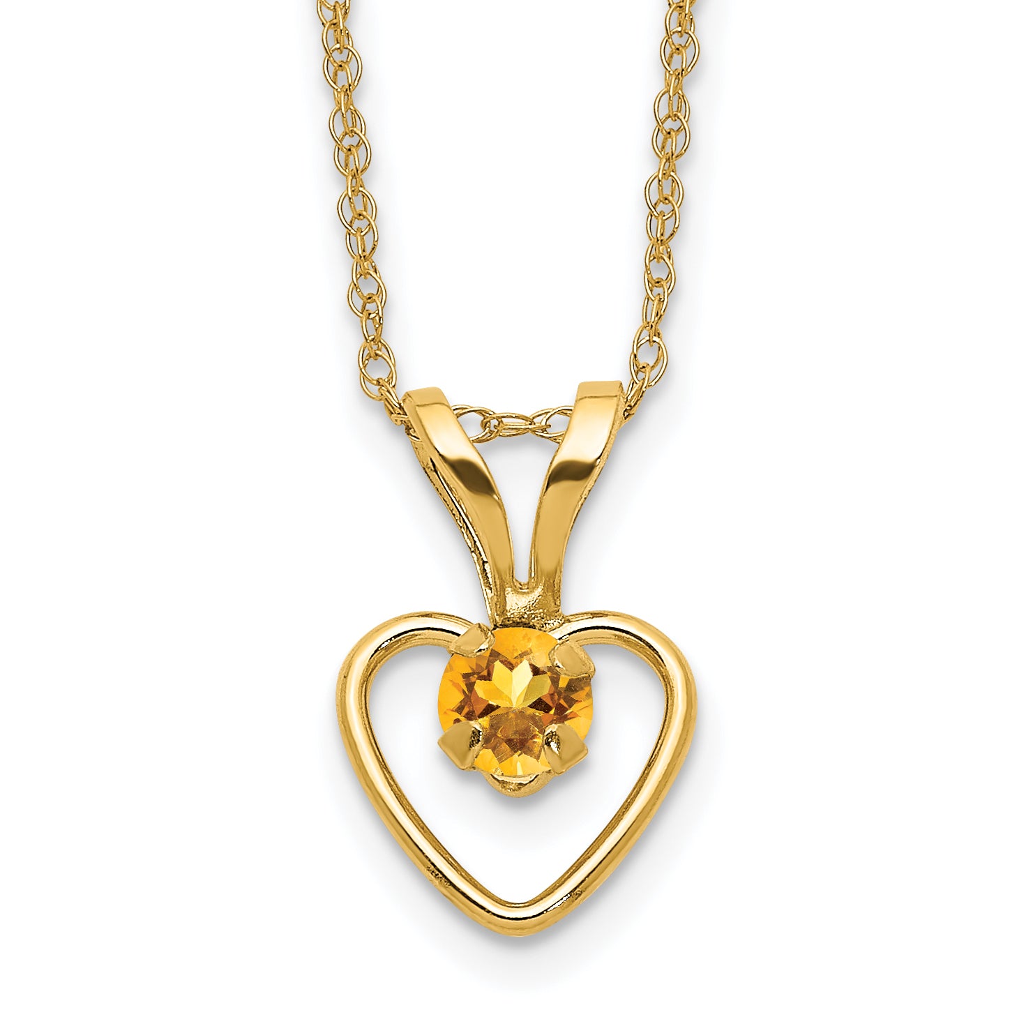 14k Madi K 3mm Citrine Heart Birthstone Necklace