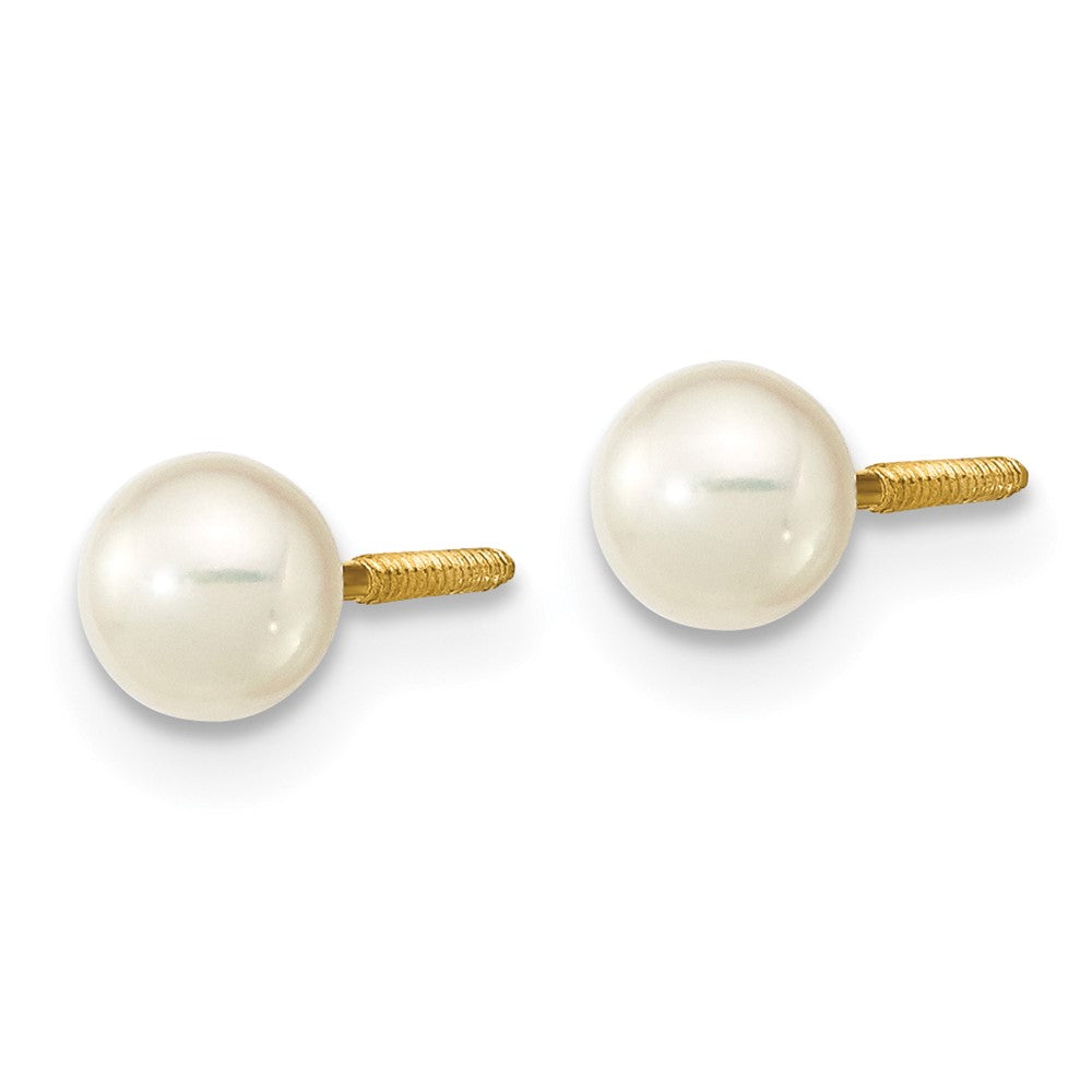 14K Madi K 4-5mm White Near Round FWCPearl Stud Post Screwback Earrings