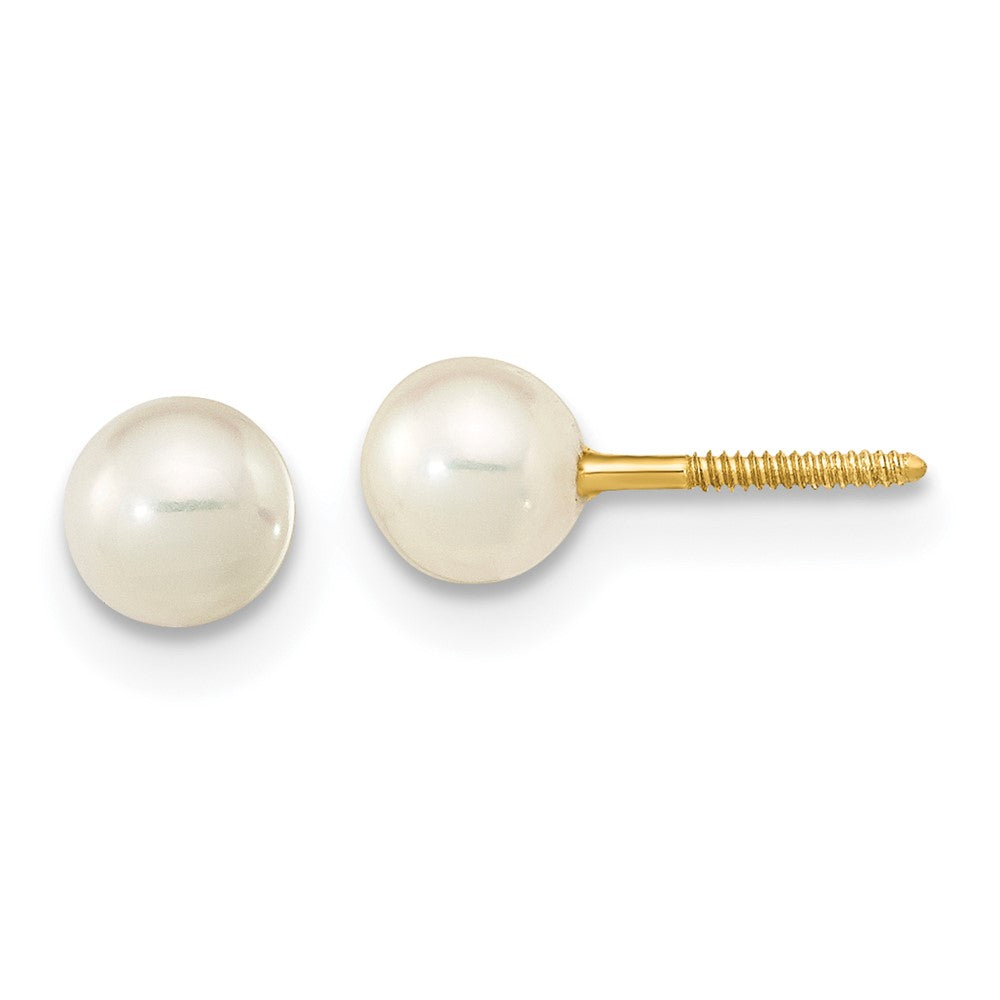 14K Madi K 4-5mm White Near Round FWCPearl Stud Post Screwback Earrings