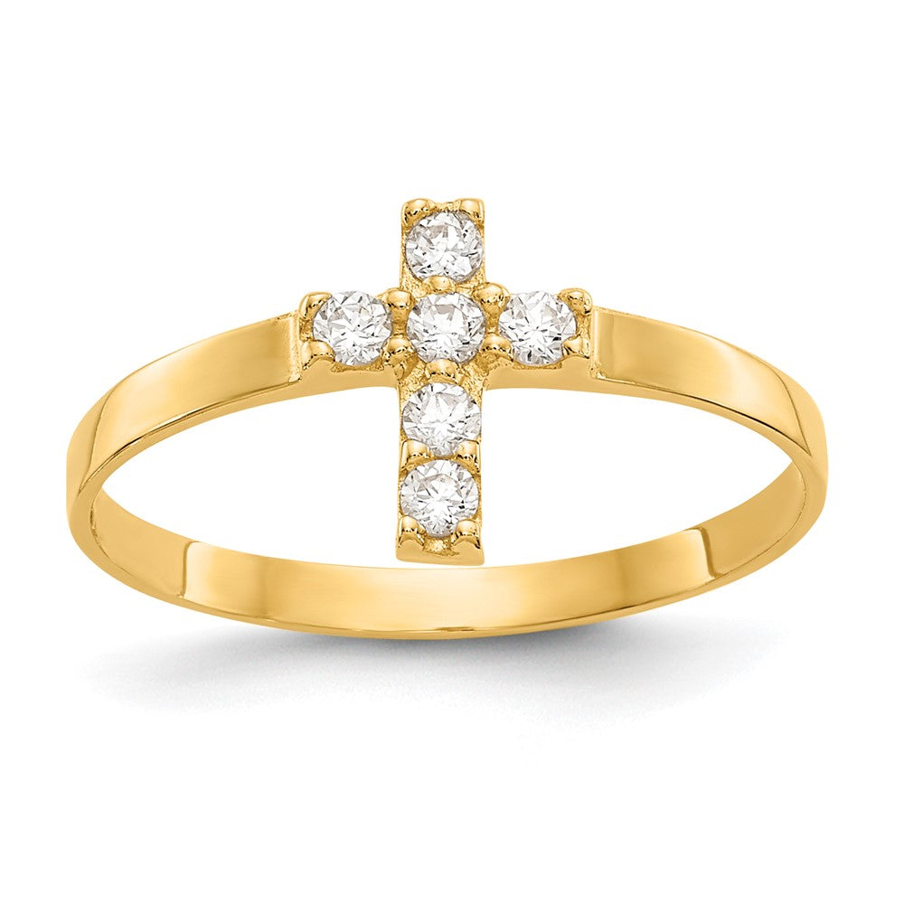 14k Madi K CZ Cross Baby Ring