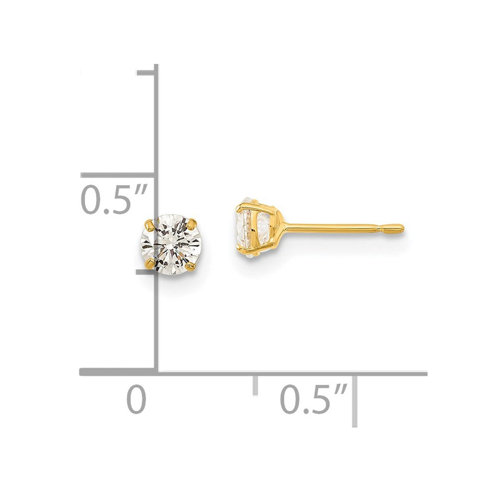 14k Madi K 4mm Round CZ Basket Set Stud Earrings