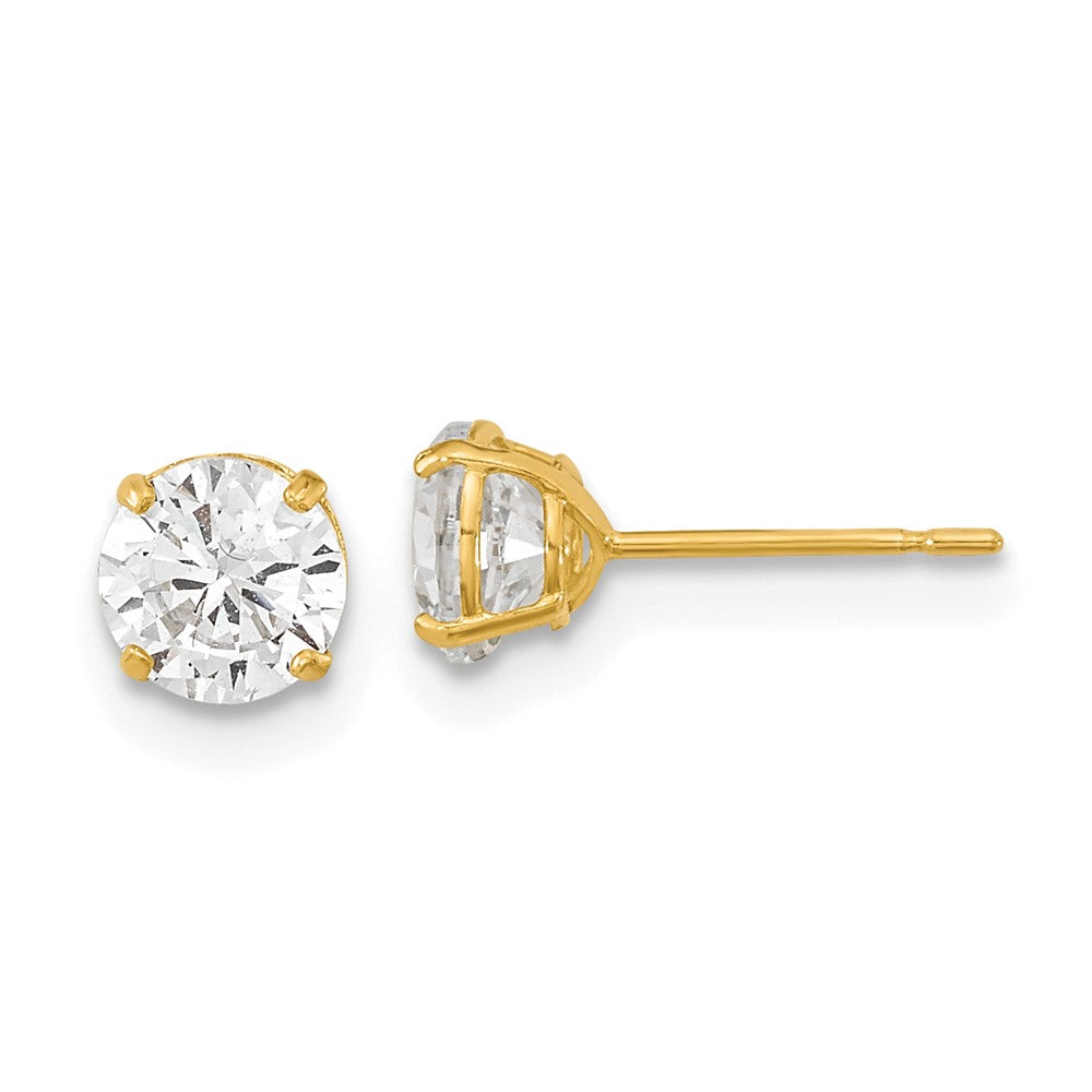 14k Madi K 5mm Round CZ Basket Set Stud Earrings