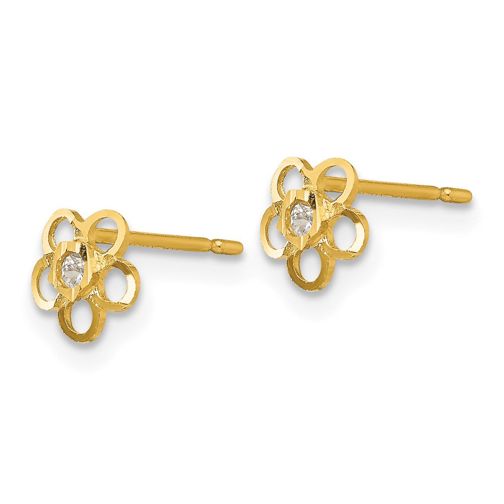 14k Madi K CZ D/C Children's Flower Post Earrings