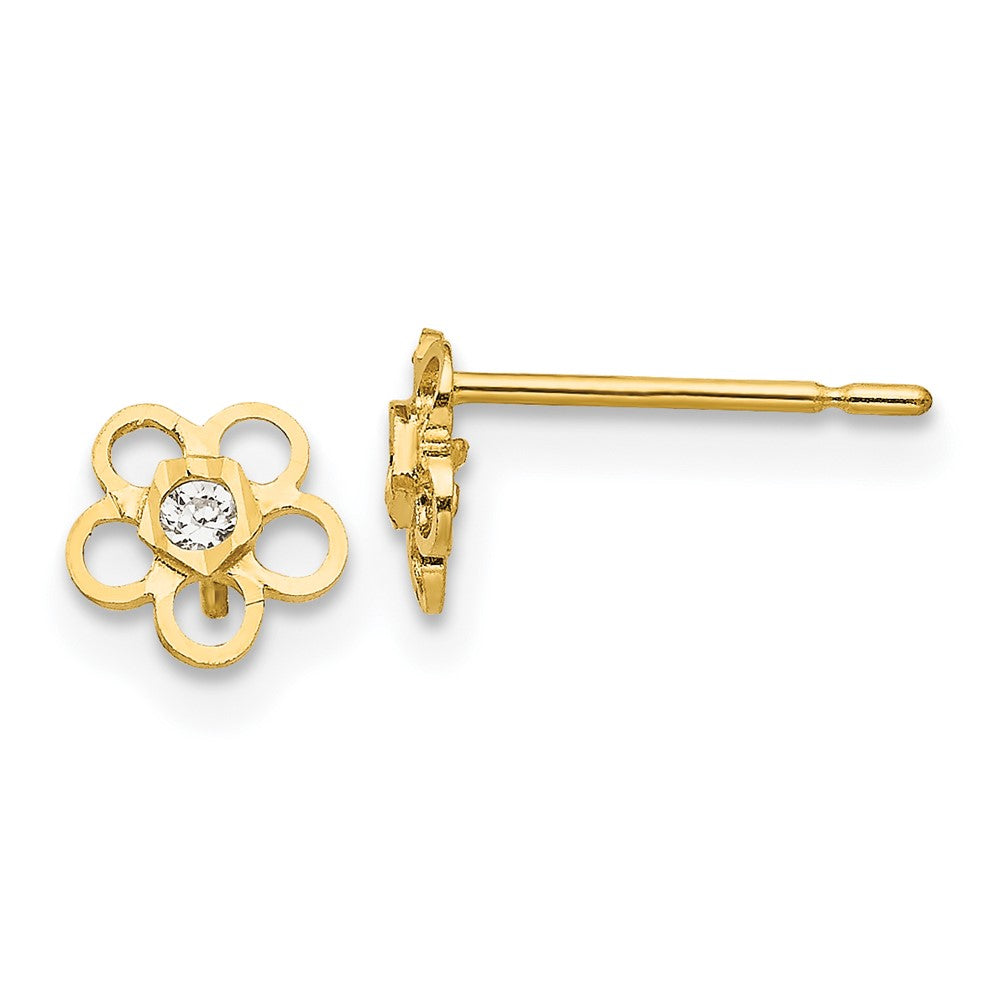 14k Madi K CZ D/C Children's Flower Post Earrings