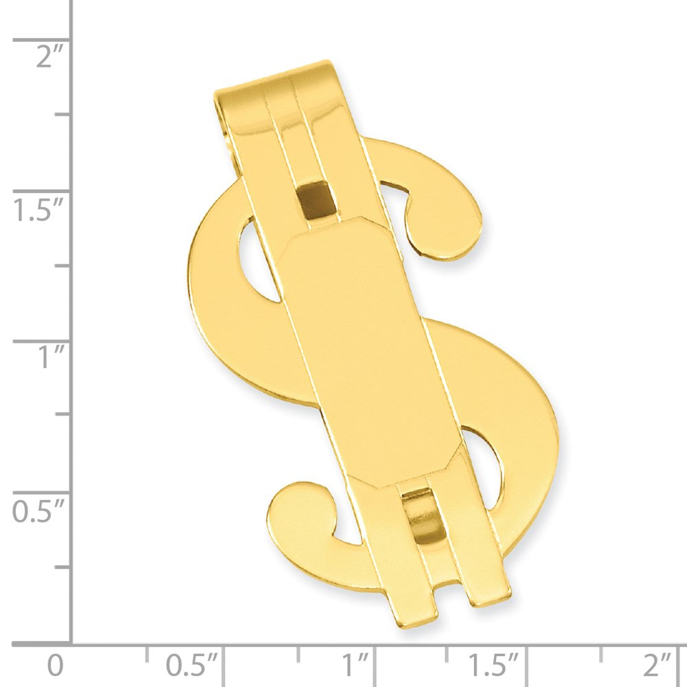 Gold-plated Kelly Waters Polished Dollar Sign Money Clip