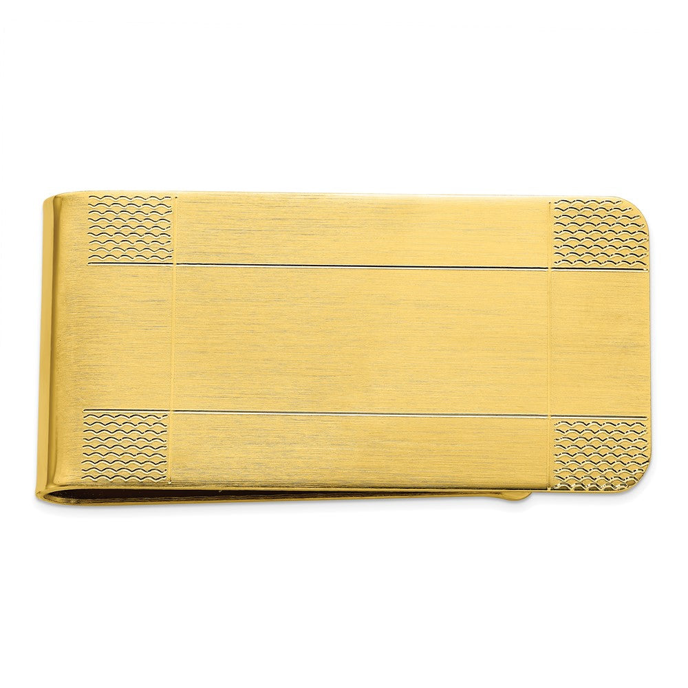 Gold-plated Kelly Waters Satin Patterned Corner Money Clip