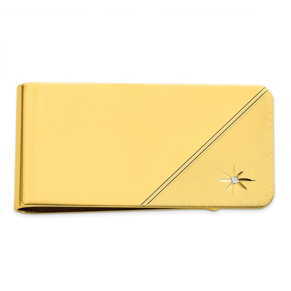 Gold-plated Kelly Waters Star Cut .001ct. Diamond Money Clip