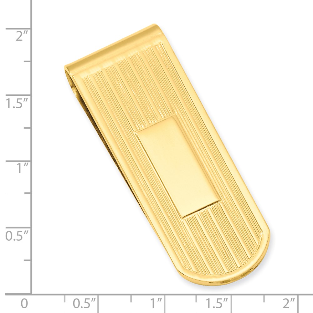 Gold-plated Kelly Waters Etched Lines Money Clip with Engravable Area