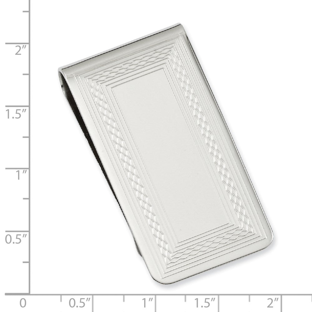 Rhodium-plated Kelly Waters Patterned Border Money Clip