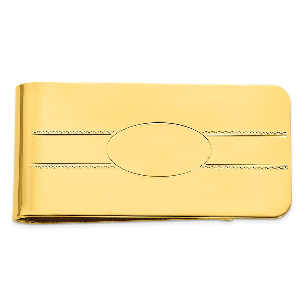 Gold-plated Kelly Waters Engraveable Oval Center Money Clip