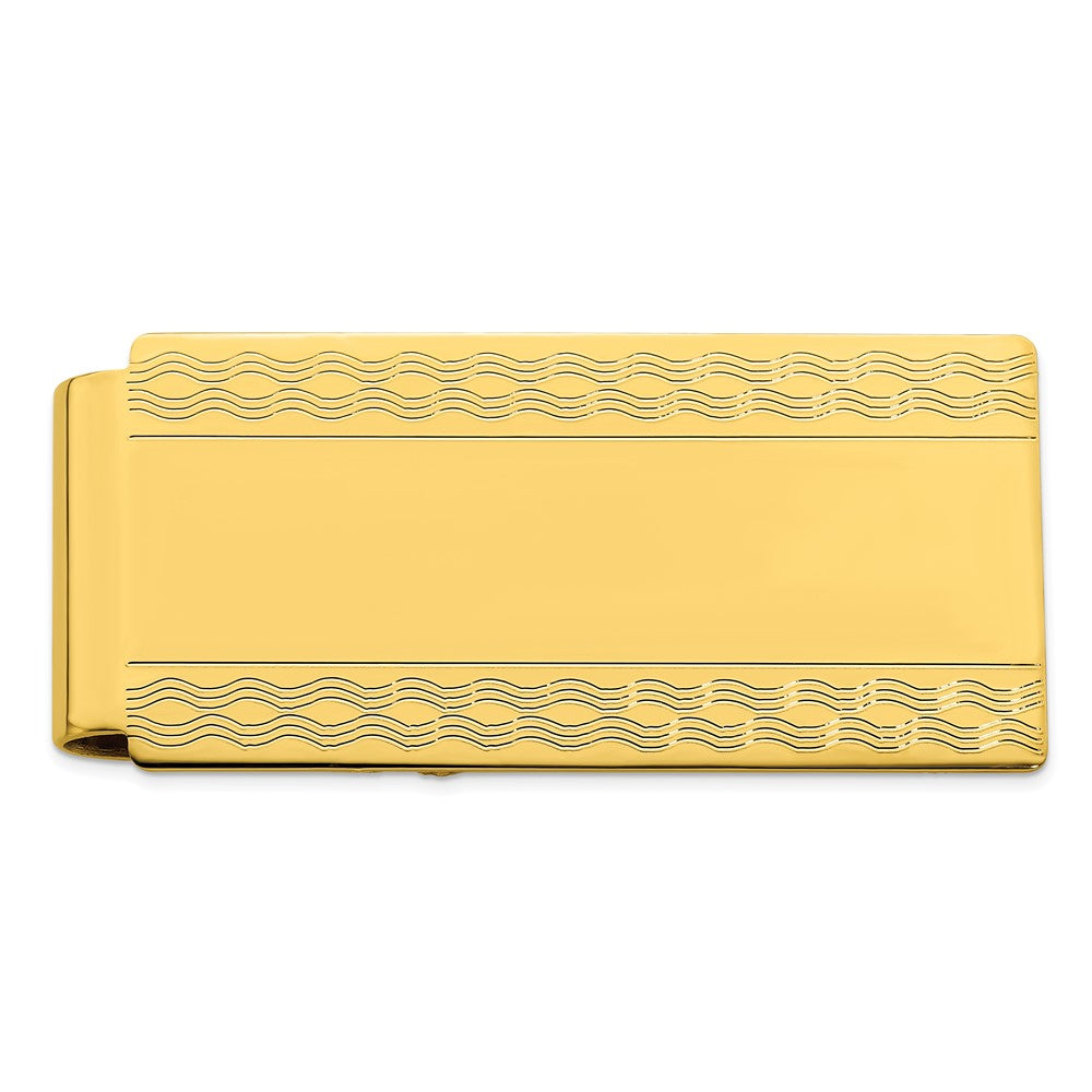 Gold-plated Kelly Waters Patterned Edge Hinged Money Clip