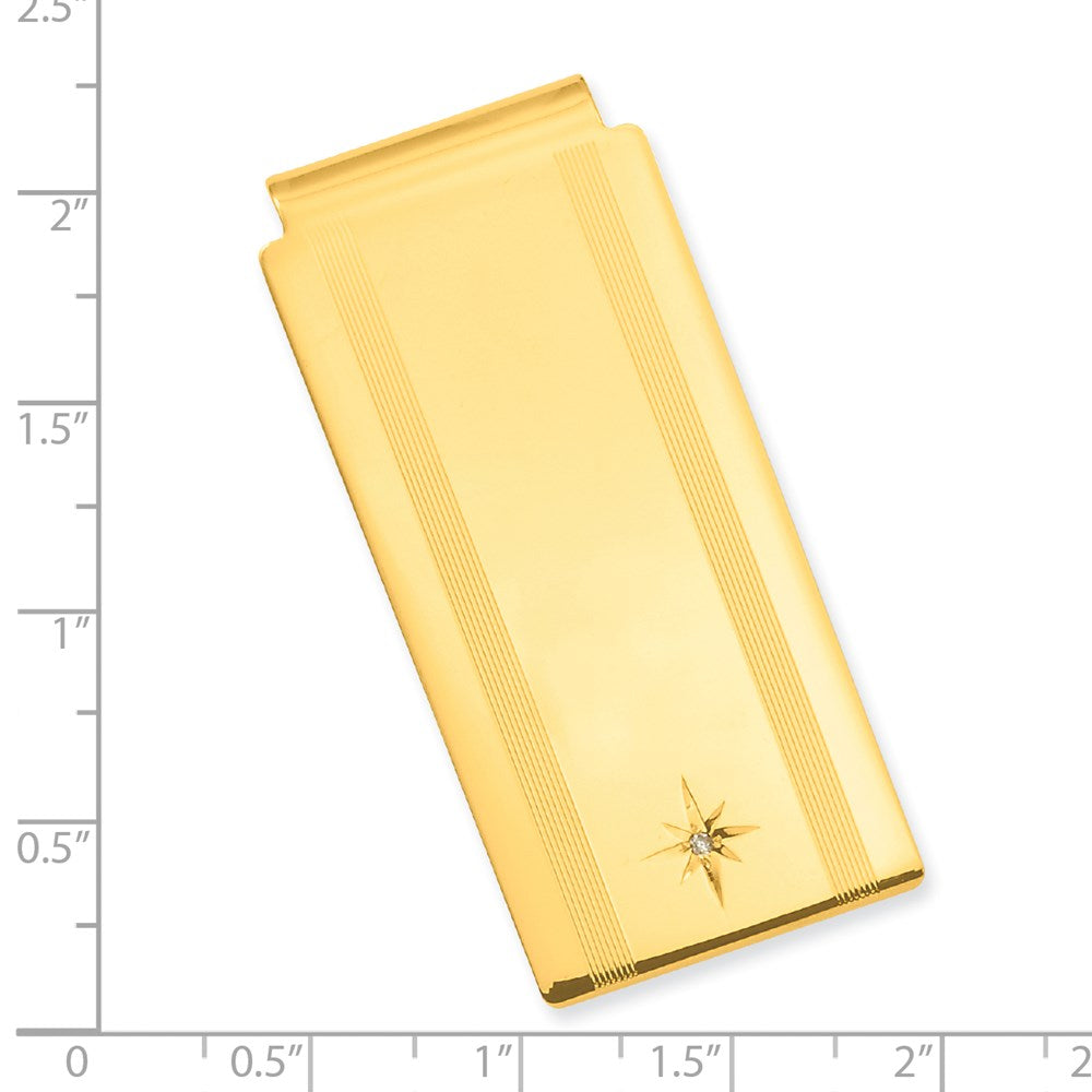 Gold-plated Kelly Waters Star Cut .001ct Diamond Hinged Money Clip