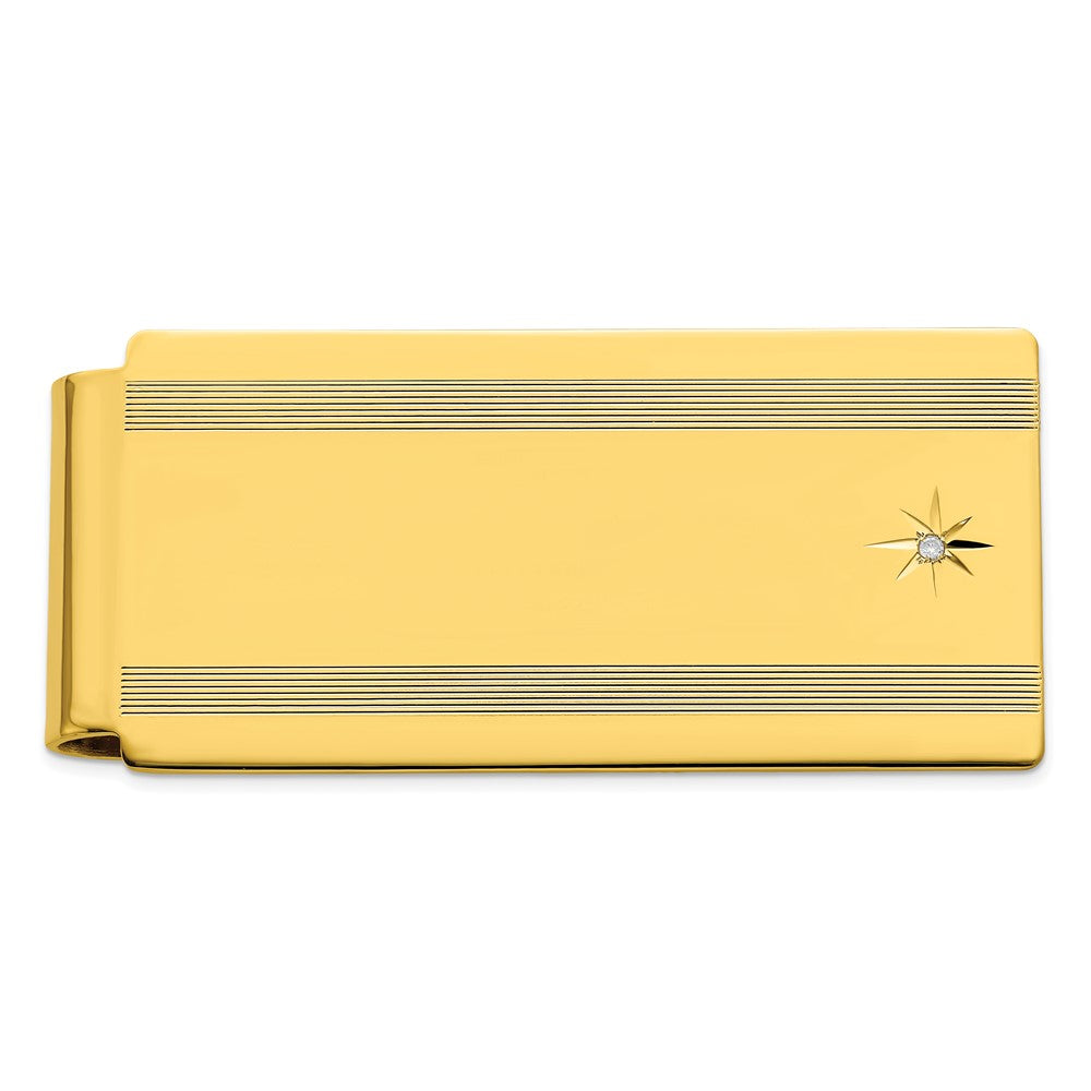 Gold-plated Kelly Waters Star Cut .001ct Diamond Hinged Money Clip