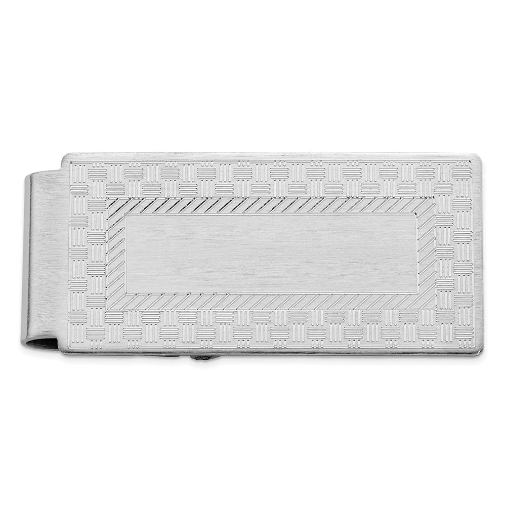 Rhodium-plated Kelly Waters Checkerboard Hinged Money Clip