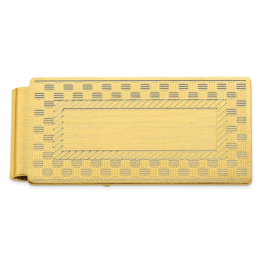 Gold-plated Kelly Waters Checkerboard Hinged Money Clip