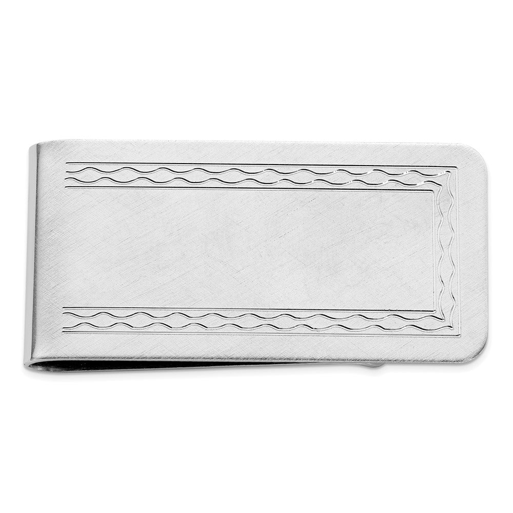 Rhodium-plated Kelly Waters with Engraveable Area Florentine Money Clip