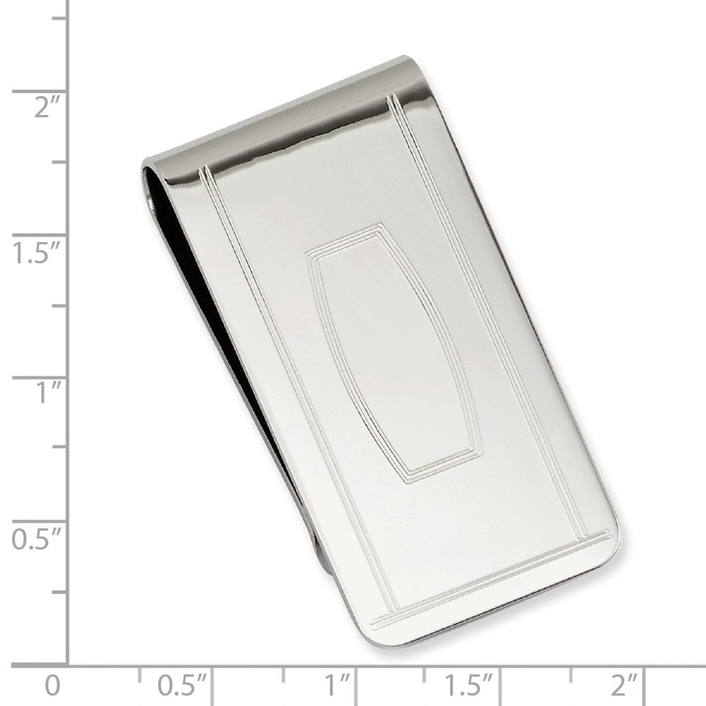 Rhodium-plated Kelly Waters with Engraveable Area Money Clip