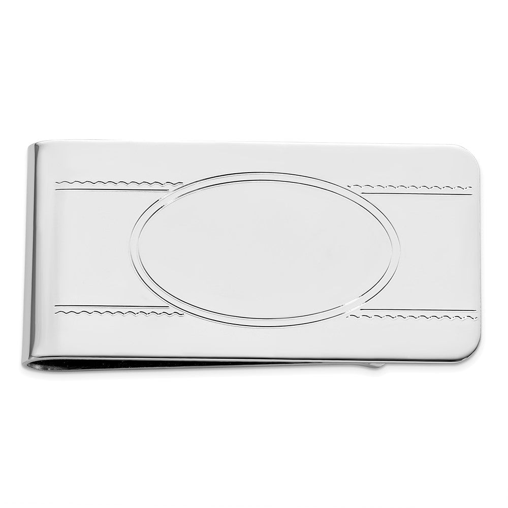 Rhodium-plated Kelly Waters with Engraveable Area Money Clip