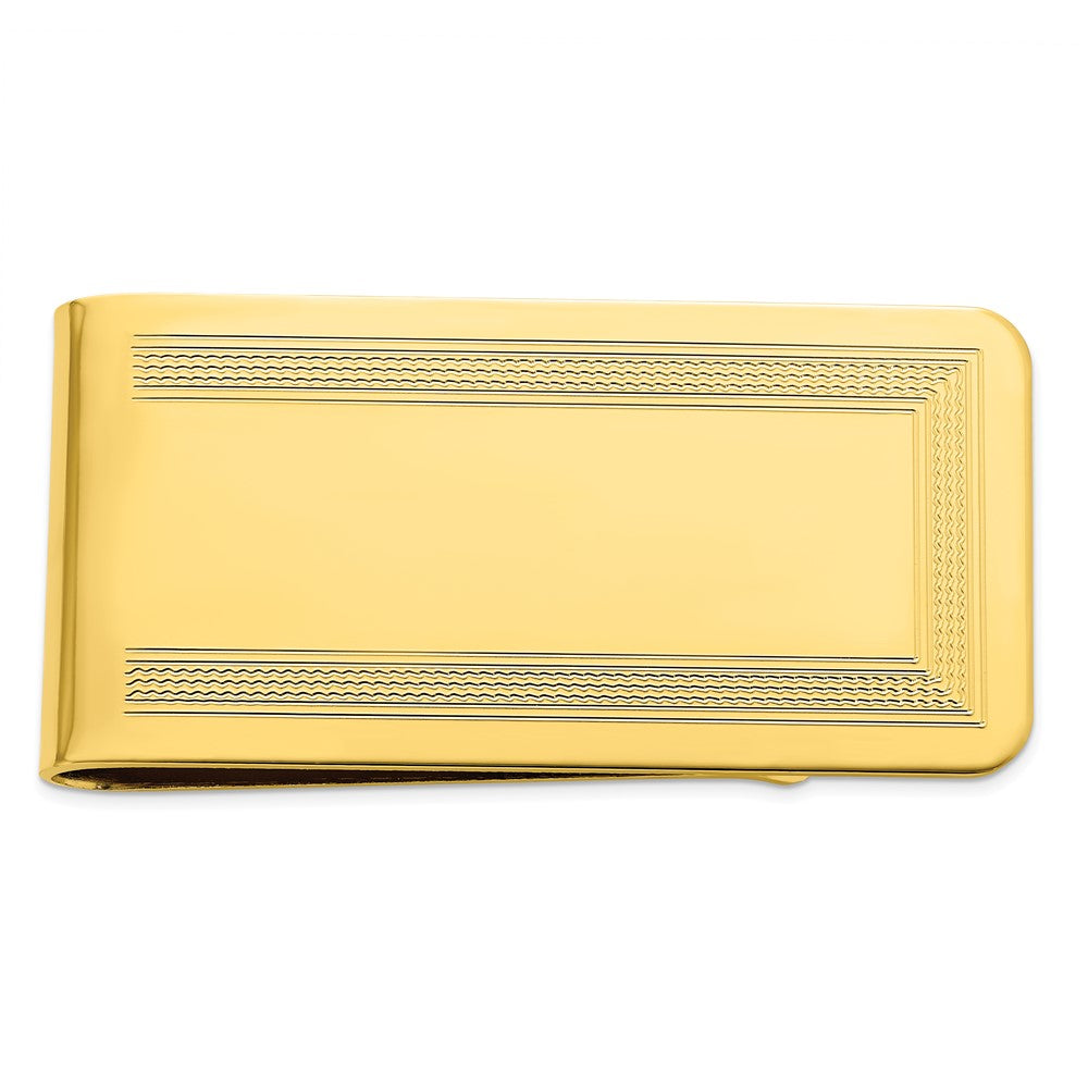 Gold-plated Kelly Waters Polished with Engraveable Area Money Clip