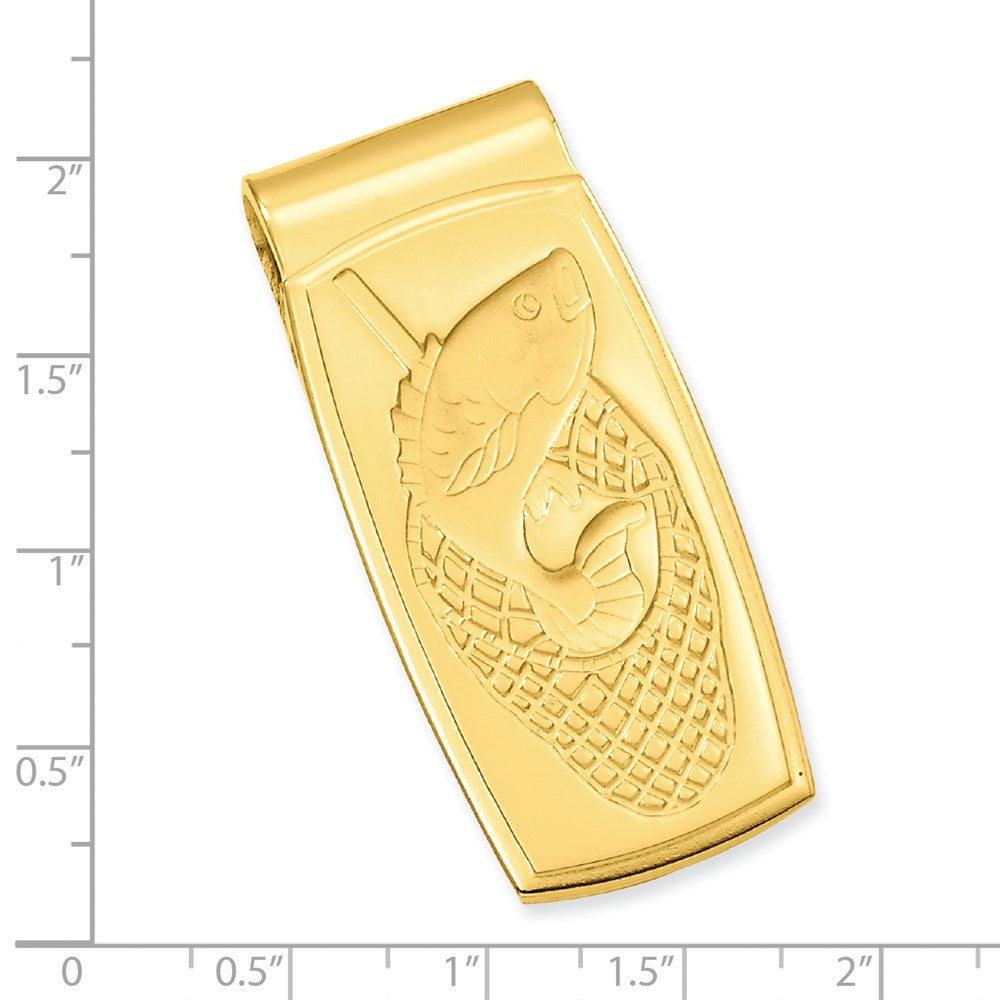 Gold-plated Kelly Waters Fish in Net Hinged Money Clip