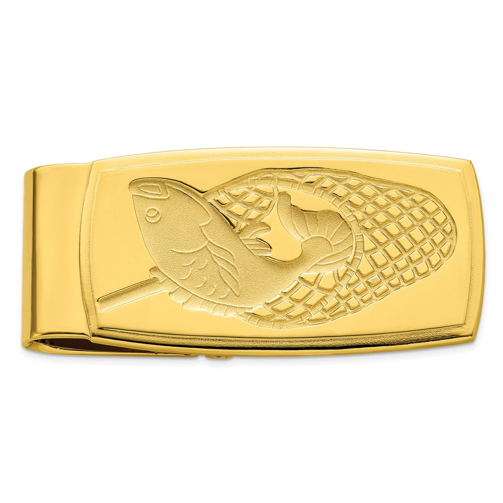 Gold-plated Kelly Waters Fish in Net Hinged Money Clip