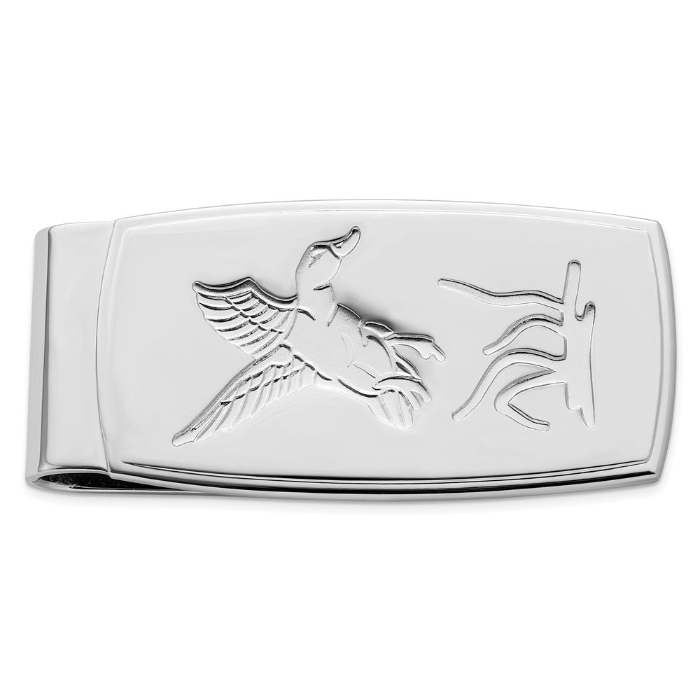 Rhodium-plated Kelly Waters Flying Duck Hinged Money Clip