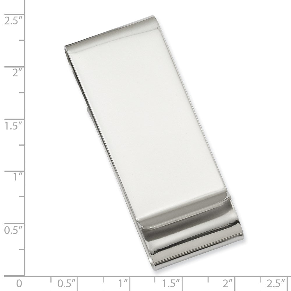 Rhodium-plated Kelly Waters Polished Double Fold Money Clip