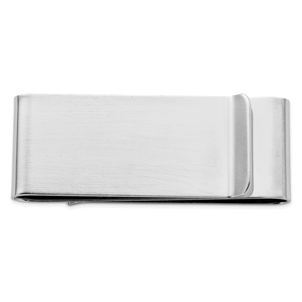 Rhodium-plated Kelly Waters Satin Double Fold Money Clip