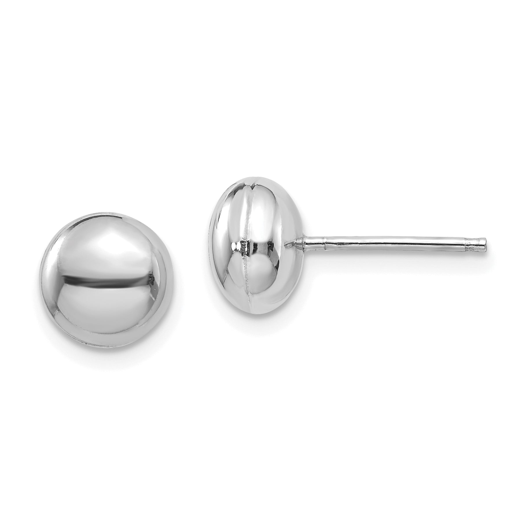 14k White Polished 8mm Button Post Earrings H1023