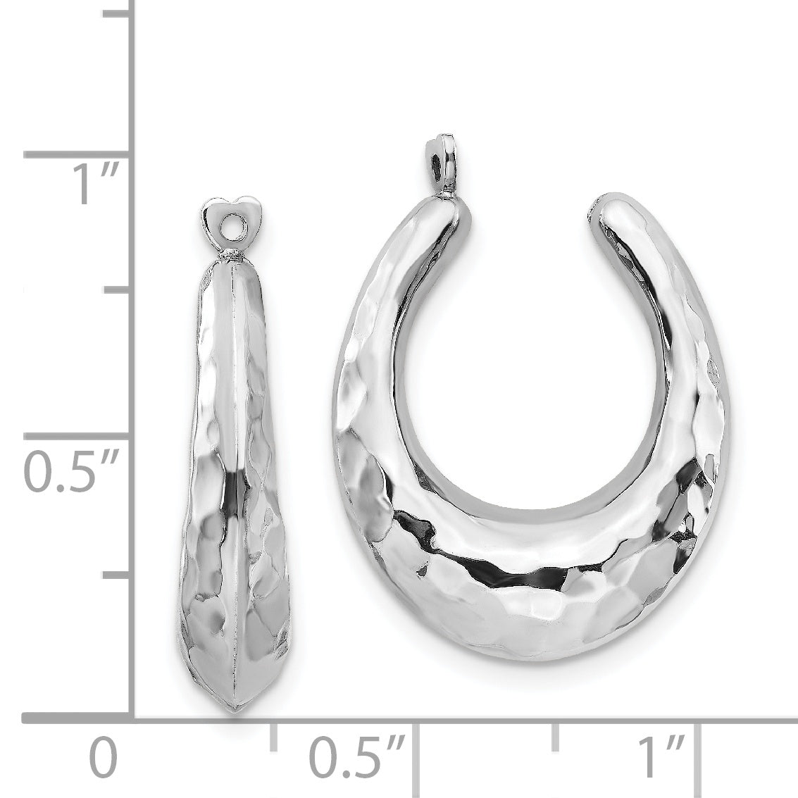 14k White Gold Hammered Hoop Earring Jackets H693J