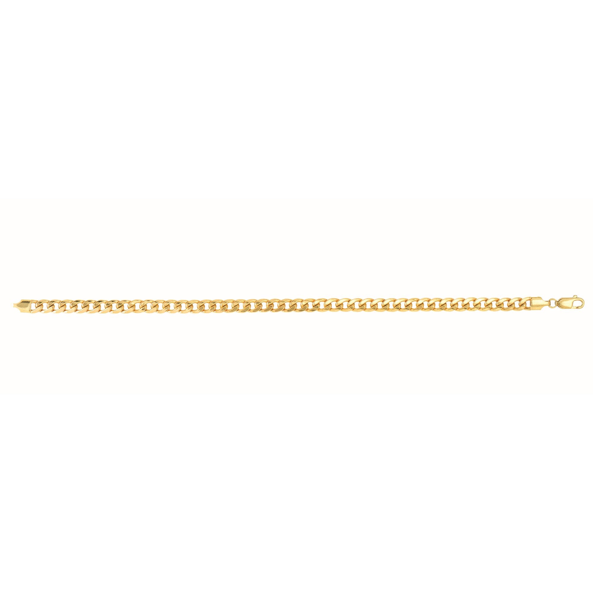 14K Yellow Gold 4.5mm Semi-Solid Miami Cuban 22" Chain with Lobster Lock