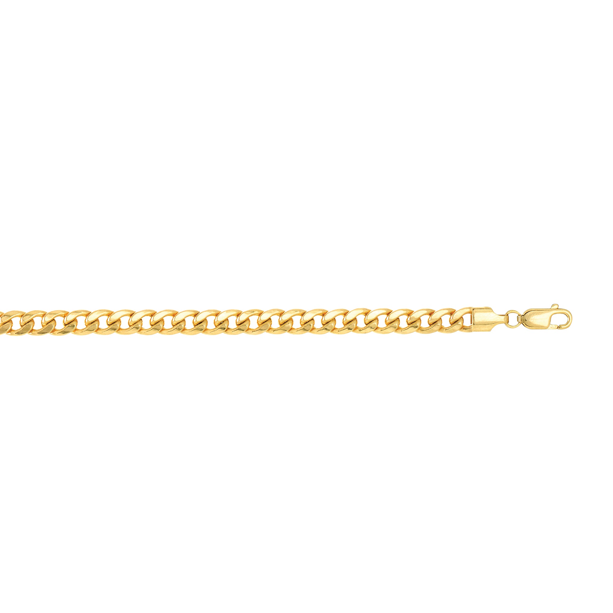 14K Yellow Gold 5.5mm Semi-Solid Miami Cuban 24" Chain with Lobster Lock