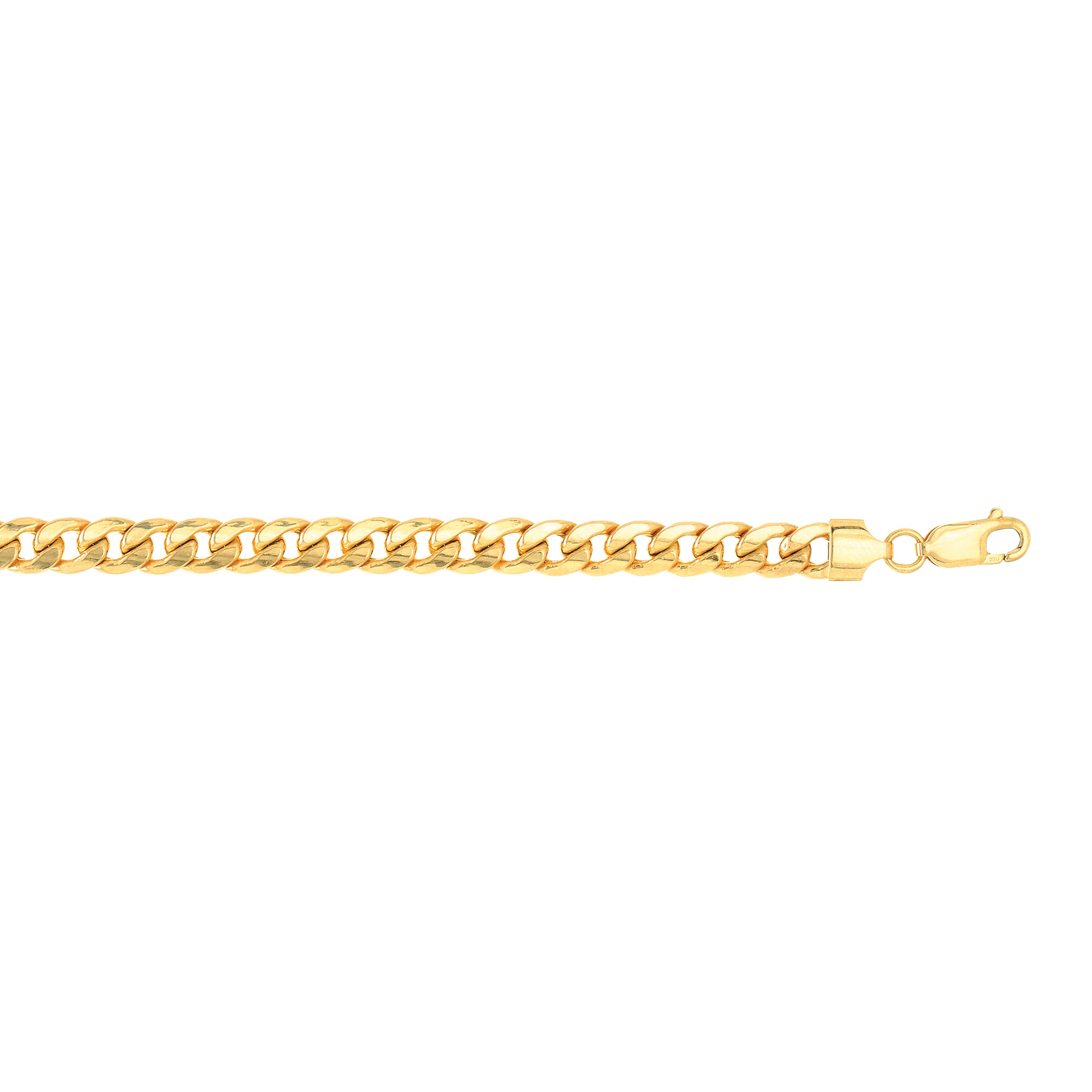 14K Yellow Gold 7mm Semi-Solid Miami Cuban 24" Chain with Lobster Lock