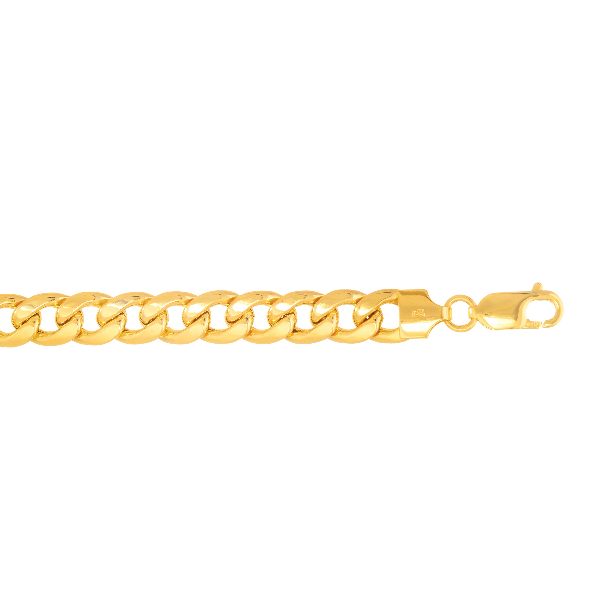 14K Yellow Gold 8mm Semi-Solid Miami Cuban 24" Chain with Lobster Lock