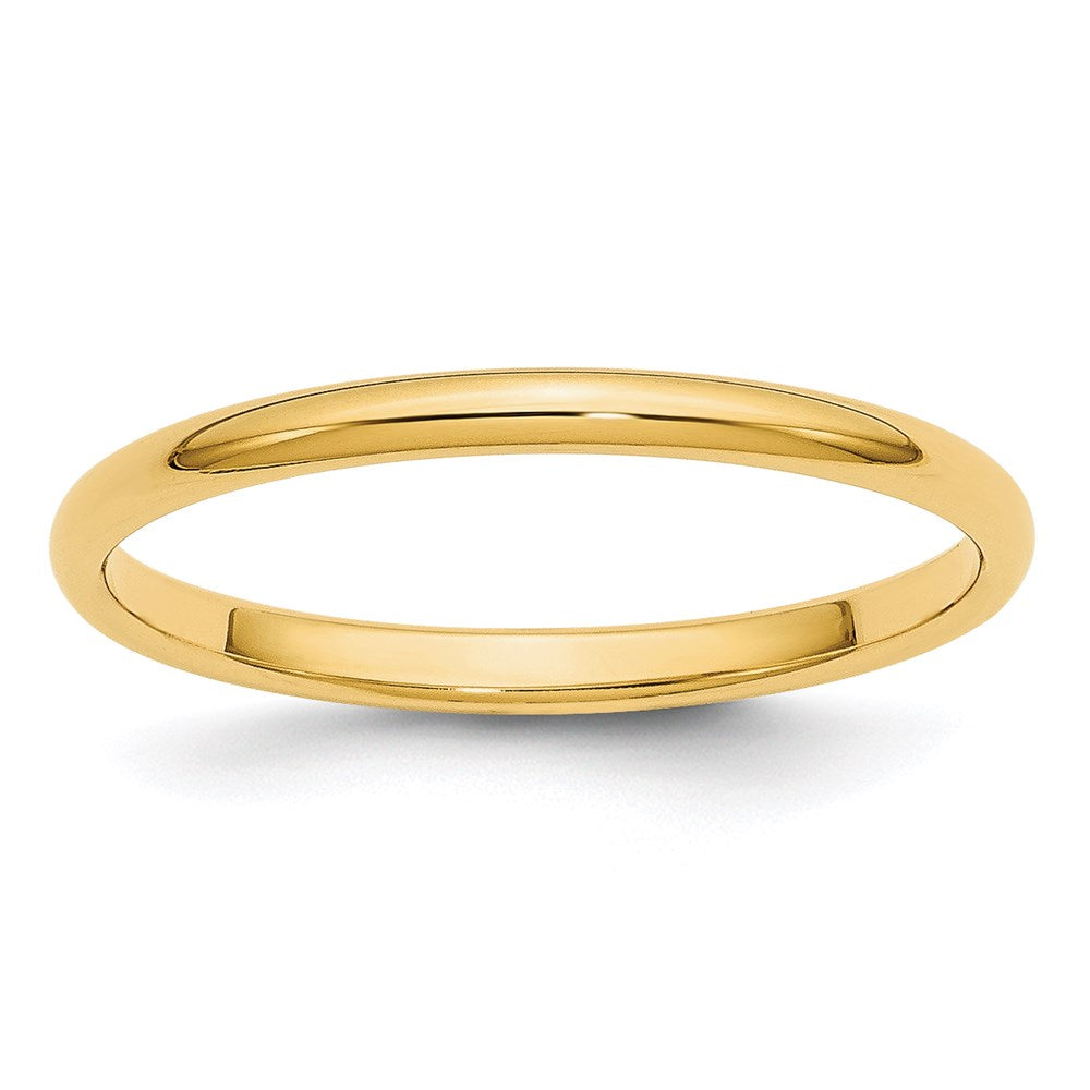 14k Yellow Gold 2mm Half Round Wedding Band Size 12