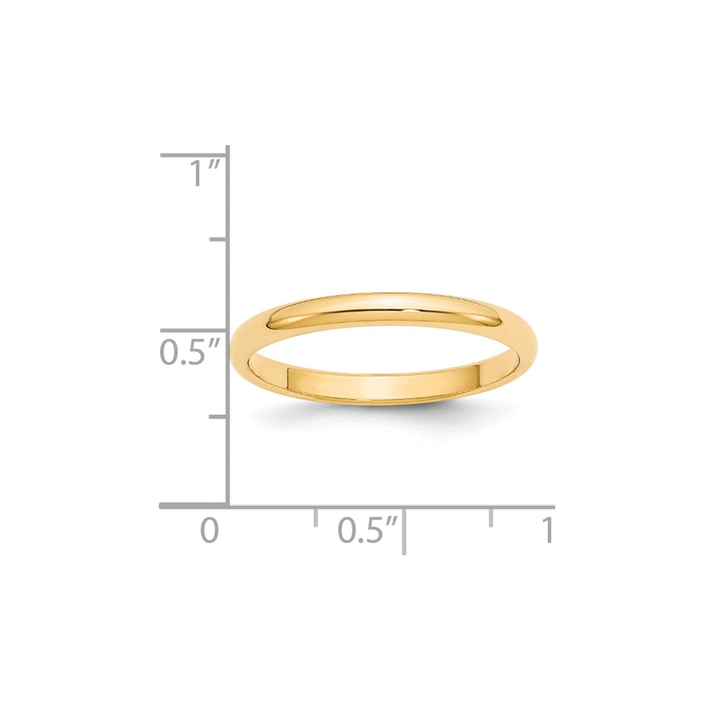 14k Yellow Gold 2.5mm Half Round Wedding Band Size 7.5