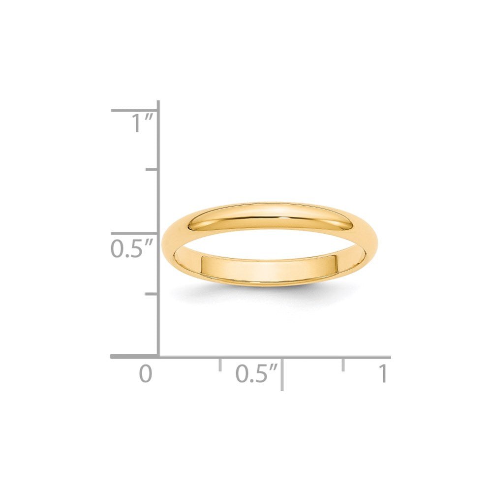 14k Yellow Gold 3mm Half Round Wedding Band Size 14