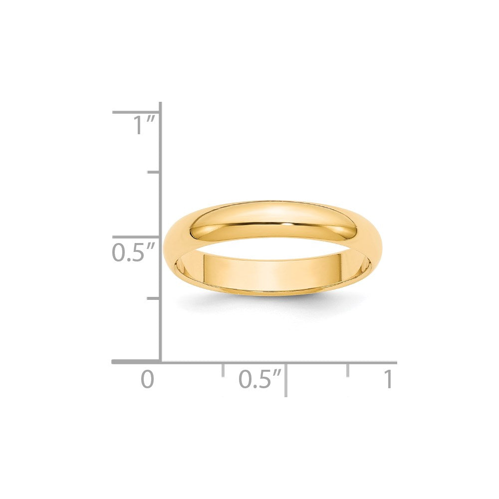 14k Yellow Gold 4mm Half Round Wedding Band Size 12.5