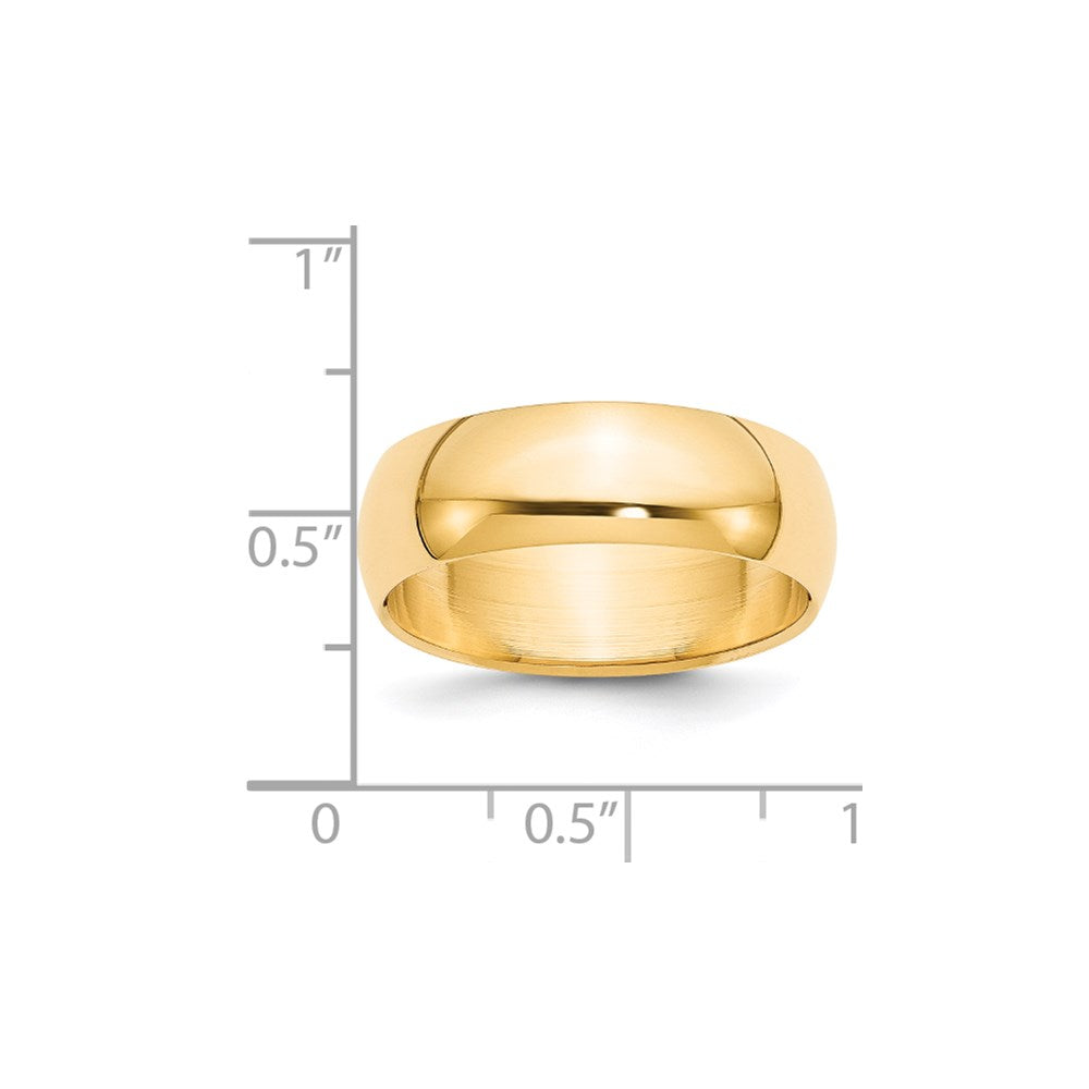 14k Yellow Gold 7mm Half-Round Wedding Band Size 10.5