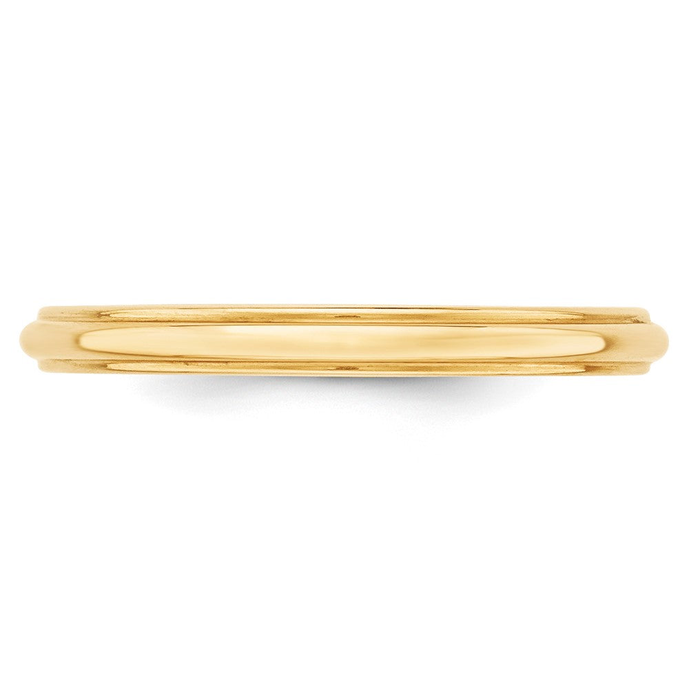 14k Yellow Gold 2.5mm Half Round with Edge Wedding Band Size 5.5